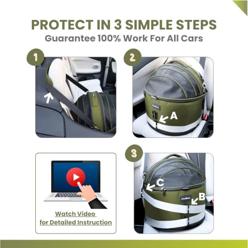 Crash-Tested 3-in-1 Portable Small Dog Car Seat, Cat Bed & Pet Carrier – CPS Certified for Crash Protection & Safe Travel (Green) - color: Green