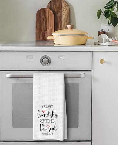 Advivio A Sweet Friendship Refreshes The Soul Kitchen Dish Towels Flour Sack Tea Towel, Kitchen Christian Gifts for Women Faith, Hostess Gifts for Women - color: A Sweet Friendship