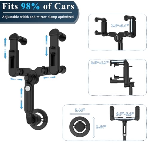 for Magsafe Car Mount, Rear View Mirror Phone Holder, Rotatable and Retractable Phone Holder for Car Compatible with iPhone 17/16/15/14/13/12 Series and Phones with Magsafe Case or Metal Ring - style: Magnetic