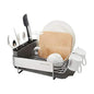 KitchenAid Compact, Space Saving Rust Resistant Dish Rack, with Angled Self Draining Drain Board and Removable Flatware Caddy, 16.06-Inch, Gray
