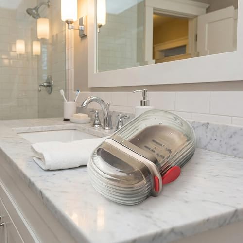 Portable Travel Soap Case, Drainable and Leak-Proof Design, Clear Plastic with Double-Layered Sealed Lid, Bathroom Toiletry Storage Container