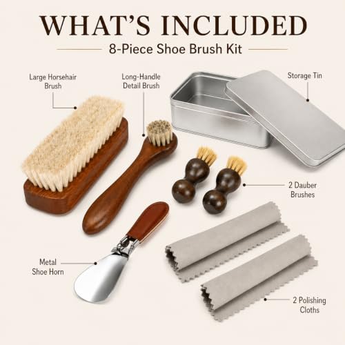 Polish Kit for Men & Women Shoe Polish Kit 3 Horsehair Brushes Black Neutral Mink Oil for Shoes Cleaning Shine Care