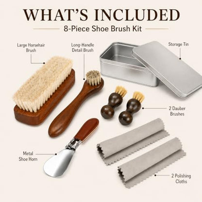 Polish Kit for Men & Women Shoe Polish Kit 3 Horsehair Brushes Black Neutral Mink Oil for Shoes Cleaning Shine Care