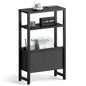Narrow Side Table, Slim End Table with Magazine Rack, Skinny Bedside Table for Small Spaces, 3 Tier Sofa Couch Table Nightstand for Living Room, Bedroom, Black LET503B - color: Black, style: No Charging Station