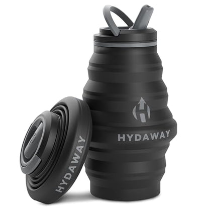 HYDAWAY 17oz Collapsible Water Bottle - BPA-Free, Leakproof, Lightweight, and Space-Saving - Perfect for Travel, Hiking, and Everyday Hydration - color: Midnight