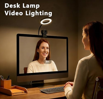 Suction Cup LED Desk Lamp for Computer Monitor, 3 Modes 10 Brightness, 7W USB Adapter, Flexible Gooseneck Ring Light for Desk, Fill Light, Office Home, Bedside, Reading, Study, Workbench, Black - size: 3.54IN