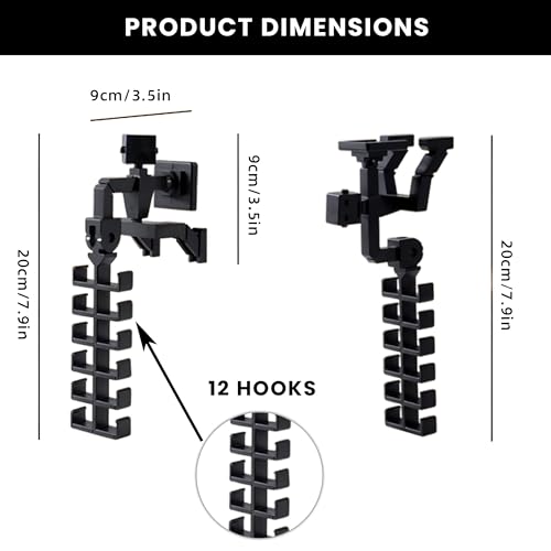Baseball Hat Organizer | Adjustable Hat Holder for Closet & Hat Holder on Wall for Caps, Toys, Belts, Purse | Adhesive Hat Hooks for Wall & Closet Holds 12 Caps | Hat Hangers for Closets - style: F