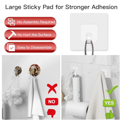Latoxcaa Large Adhesive Hooks, 33lb Heavy Duty Utility Hooks for Hanging, 20 Pack Damage Free Sticky Hanging, No Trace Self-Adhesive Wall for Kitchen Bathroom Office Multiple Uses - size: 20 Clear Hooks
