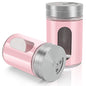 Accmor 2pcs Salt and Pepper Shakers,Stainless Steel Shaker for Salt Powder Sugar Cinnamon Pepper, Spice Dispenser with Adjustable Pour Holes,Pink - color: Pink