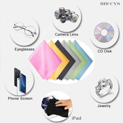 Glasses Cleaning Cloths(12 pcs),Microfiber Eyeglass Cleaner Cloth, Lens Wipes Cloth for Cleaning Eyeglasses, Cell Phones, Screens, Lenses, Electronics and All Delicate Surface