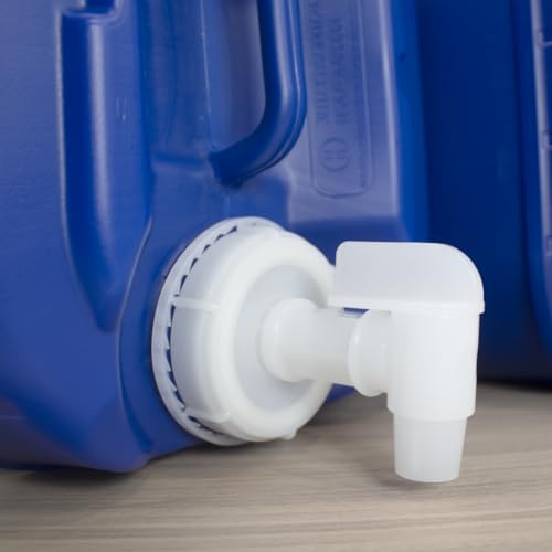5-Gallon Stackable Water Storage Containers, 5 Lids + 1 Spigot, Easy Fill, Survial Supply Emergency Water Storage for Camping and Disaster Preparedness, RV, 20 Gallon (4 Tanks)