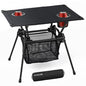 GARLLEN Folding Camping Table, Ultralight Compact Beach Table with Fabric Tabletop, Portable Folding Picnic Table with Cup Holder & Storage Net for Sand, Camping, Outdoor, 23.2“L x 15.7”W