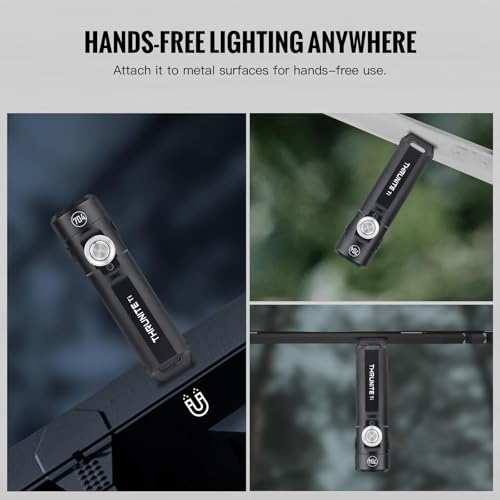 ThruNite Ti Keychain Flashlight, USB-C Rechargeable EDC Pocket Light, 650 Lumens with Magnetic Tailcap, 5 Modes, IPX-6 Waterproof Mini Flashlight for Camping, Everyday Carry (Black) - color: Black Cool White