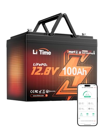 LiTime 12V 100Ah Lithium LiFePO4 RV Battery Bluetooth, Group 24 Self-Heating Deep Cycles Battery, Low-Temp Protection with 2 Heating Mode for Camper, Trailer, Van, Trolling Motor - size: 100Ah Heated (Group 24)