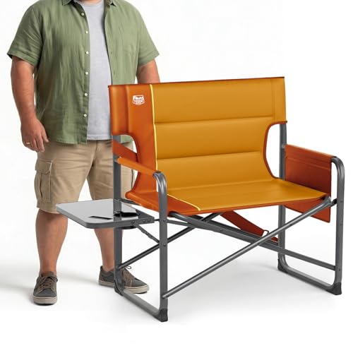 Timber Ridge XXL Director’s Chair – Heavy Duty Folding Camping Chair for Adults, 500lb Capacity, Extra Wide Padded Seat for Camping, Sports, Lawn, Courtyard, and Outdoor Use, Orange - color: Orange
