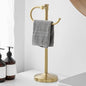 BESy 17 Inch Brushed Gold Stand Towel Bar Hanger Hand Towel Bar Bathroom Vanity Countertop Towel Holder Free Standing Stainless Steel Towel Ring Hardware Accessories Towel Rack - color: Brushed Gold