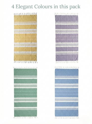 Cotton Turkish Beach Towel with Towels Oversized 36"x72" Pool Absorbent Extra Large Quick Dry Sand Travel Towel (Coastal, 4 Pack) - color: Coastal, size: 4 Pack