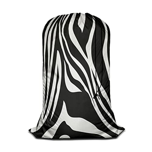 Swono Zebra Stripes Laundry Bag Dirty Clothes Organizer Zebra Print Animal Pattern Skin Extra Large Heavy Duty for Camp Home Dorm Room Essentials for Men Women, Oxford Cloth, Black White - color: Zebra Stripes
