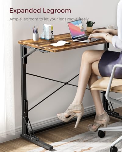 Vantic 31.5" Folding Desk, Foldable TV Tray Table for Eating on Couch, Extra Large TV Dinner Trays, Portable Fold Computer Writing Desk Table for Home Office, Rustic Brown - color: Rustic Brown