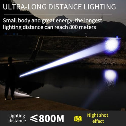 DT009 LED Flashlight Rechargeable, 1500 High Lumens Flash Light, Tactical Flashlight IP68 Waterproof with 5 Mode, EDC Handheld Flashlight for Hiking, Camping, Emergency(Battery Included)