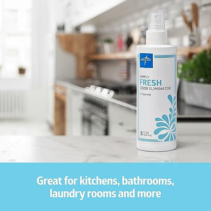 Medline Simply Fresh Odor Eliminator 8 Oz Spray, Lightly Scented, Pump Bottle, Convenient Odor Neutralizer, Bathroom, Home, Pets, Healthcare, 1 Bottle