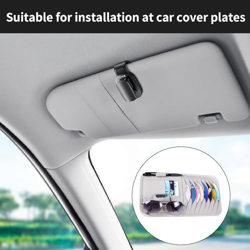 1 Pcs Grey Car Sun Visor Cd Holder, Car DVD Vehicle Visor Case,Fits for Most Car - color: Grey