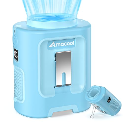 AMACOOL Mini Portable Waist Fan Clip on, Birthday Gifts for Mother Mom Her Girl, 13000RPM Rapid-Cooling Personal Neck Fans, Wearable Shirt Belt Fan for Women Men Outdoor Work Jobsite Travel Camping - color: OASIS CORNFLOWER GLOSS