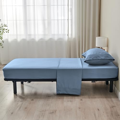 Kingnex 30x75x9 RV Bunk Sheets Set for Narrow Twin Bed Soft Brushed 1800 Microfiber 3 Piece Bedding Set Includes 1 Cot Size Fitted Sheet 1 Flat Sheet 1 Pillowcase Cot Blue - color: Blue, size: Cot 30x75 RV Bunk Set