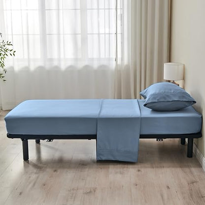 Kingnex 30x75x9 RV Bunk Sheets Set for Narrow Twin Bed Soft Brushed 1800 Microfiber 3 Piece Bedding Set Includes 1 Cot Size Fitted Sheet 1 Flat Sheet 1 Pillowcase Cot Blue - color: Blue, size: Cot 30x75 RV Bunk Set