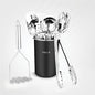 Avador® Premium Set of 10 Stainless Steel (BLACK HOLDER) Kitchen Tool Set with Holder Easy To Clean, Space Saving, Great for Cooking, Baking, Prepping (BLACK) - color: Black