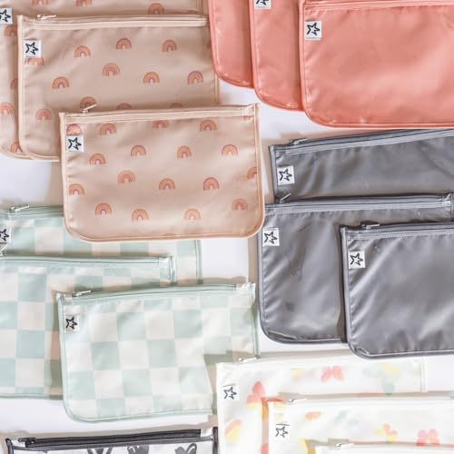 Tiny Twinkle Diaper Bag Organizing Pouches|3 Pack Mess-Proof Clear Front Travel Organizer Bags&TSA Approved Toiletry Bag Set for Baby and Mom Essentials - color: Cloud Blue