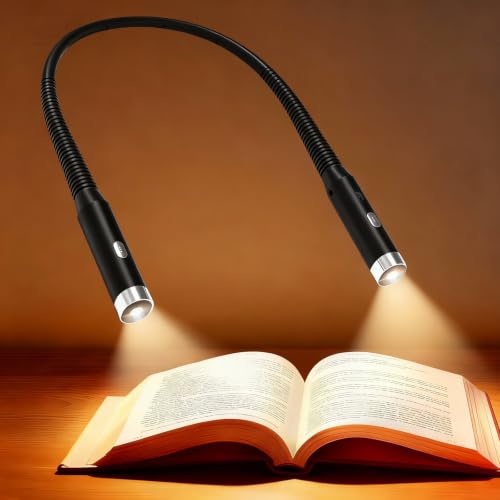 LED Neck Reading Light, 3-Color & 3-Brightness Adjustable Bendable Neck Light, USB Rechargeable Book Light for Reading in Bed, Knitting, Crochet, Camping, Working, Book Lovers Gifts (Black) - color: Black