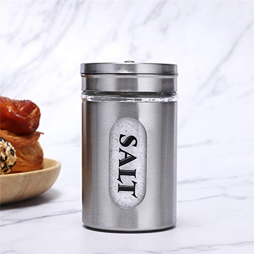 Salt and Pepper Shakers Stainless Steel and Glass Set (silver) - color: Silver