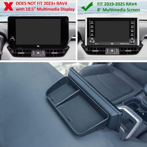 TOPINSTALL Dash Center Console Tray Compatible with 2019-2025 Toyota Rav4 8'' Screen, Dashboard Storage Organizer Solid Plastic Tissue Sunglasses Holder (Not for New 10.5'' Multimedia Display)