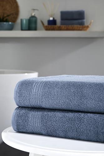 Ozdilek 2-Piece Bath Towels, 27x54 100% Turkish Cotton, Luxury Quick Dry, Extra Large, Fade-Resistant, Eco-Friendly, Spa Towel, Comfortable (Ocean Blue) - color: Ocean Blue