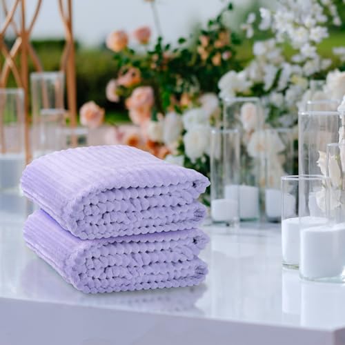 Buryeah 6 Pcs Flannel Throw Blanket Bulk 50 x 60 in Sleepover Blanket Outdoor Wedding Throw Lightweight, Oeko-tex Standard 100 Certified for Sofa Homeless Gifts (Light Purple) - color: Light Purple