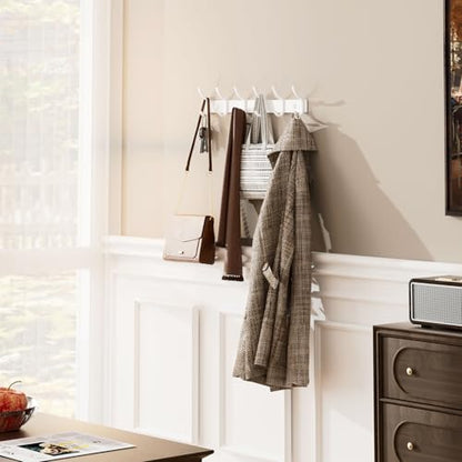 GWAAZXGZ White Coat Rack Wall Mount - 15 Inch Arc Shaped Design with 6 Hooks for Hanging Coats, Bags, and Towels in Entryway, Livingroom, Bedroom, Bathroom, and Kitchen, 1 Pack - color: White