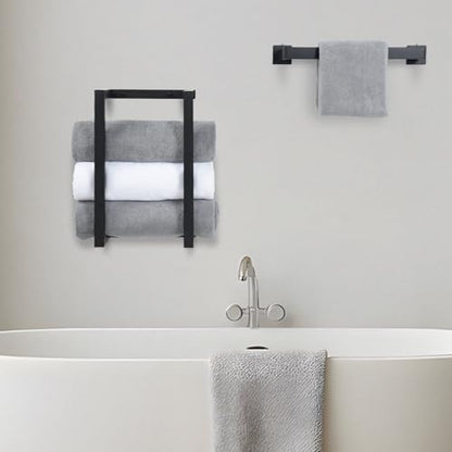 OTraki Towel Rack for Rolled Towels, Towel Racks for Bathroom Wall Mounted Towel Storage Organizer Holder & Towel Hanger & Toilet Paper Modern Bath Towel Holder for Small Space Bathroom Black (3 Pack) | Towel Racks for Bathroom Towel Storage Organizer Hol