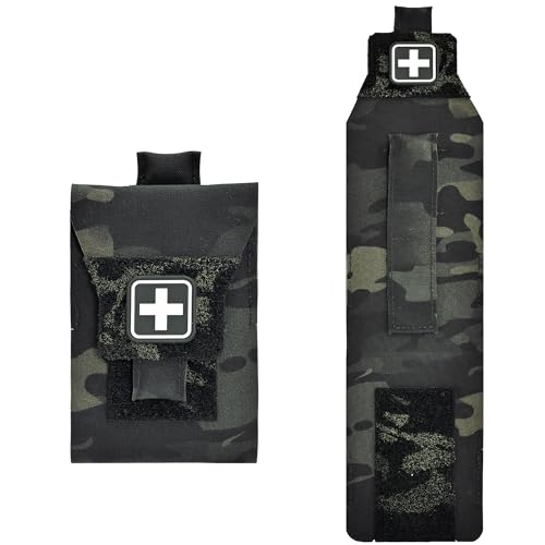 Mini IFAK Pouch, Pocket IFAK, Wallet-Sized Trauma Organizer, Slim EDC Empty First Aid Pouch for Back,Cargo Pocket, Backpack, Vehicle and Outdoor Use - color: CP Black