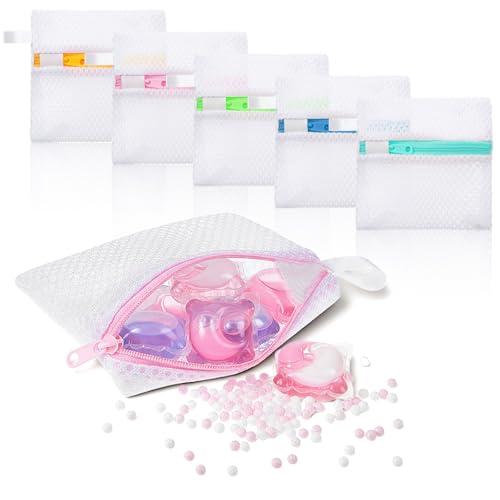 5 Pcs Anti-Sticking Laundry Pod Storage Bag Portable Laundry Pods Dissolution Protection Bag Scent Beads Bags Small Foldable Mesh Laundrys Durable Storage Bags for Pods Scented Beads