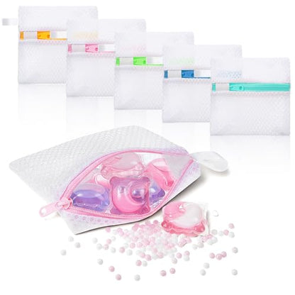 5 Pcs Anti-Sticking Laundry Pod Storage Bag Portable Laundry Pods Dissolution Protection Bag Scent Beads Bags Small Foldable Mesh Laundrys Durable Storage Bags for Pods Scented Beads