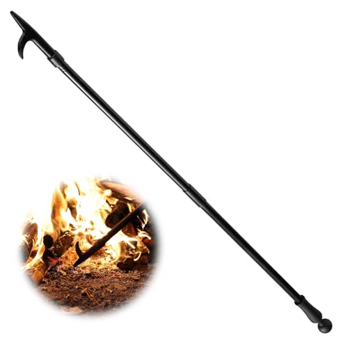 BsBsBest Fire Poker for Fire Pit, 46 Inch Extra Long Portable Campfire Poker for Fireplace, Camping, Wood Stove, Outdoor and Indoor Use, Rust Resistant Stainless Steel Black Finish - color: Black, size: 46 Inch