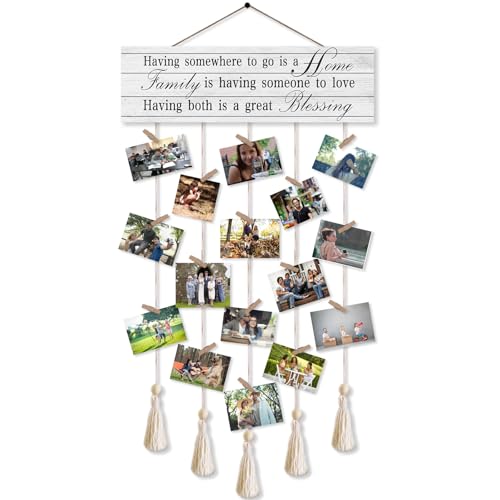 Having Somewhere to Go is A Home Hanging Photo Display Board with 16 Clips 5 Strings,Rustic Style Picture Collage Frames Wall Decor Wood Hanging for Home Décor,Housewarming Gifts - color: Having Somewhere to Go