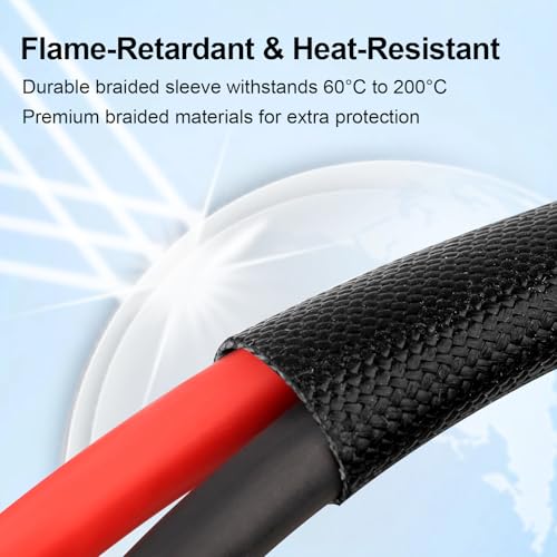 XRDS -RF Solar Panel Cable 50FT, 10AWG Solar Extension Cable with Male & Female Solar Connectors, Flame-Retardant Protective Sleeving Solar Cable, Weatherproof PV Wire for Solar Panel Connection - size: 10AWG 50FT