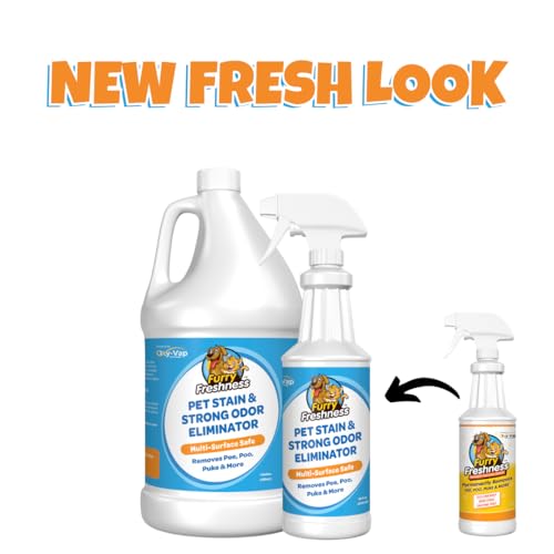 FurryFreshness Extra Strength Cat or Dog Pee Stain & Permanent Odor Remover + Smell Eliminator -Removes Stains From Pets & Kids Including Urine or Blood- Lifts Old Carpet Stains- (2 Pack) - size: 32 Ounce (Pack of 2)