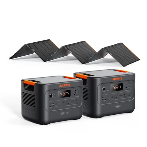 Jackery HomePower 3000 Portable Power Station(2-Pack) with 500X Solar Panels, 3600W (Surge 7200W) Output, 3072Wh LFP Solar Generator, Essential Backup for Home Use, Power Outage, Emergencies - style: HomePower 3000x2+500X