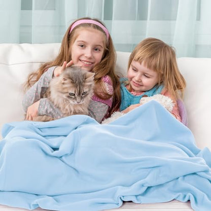 Buryeah 10 Pcs Fleece Blanket Bulk Soft Warm Fleece Blankets Cozy Lightweight Throw Blankets Plush Pet Throw Blanket for Home Bed Sofa Office Wedding Gifts Travel(50" X 60",Light Blue) - color: Light Blue