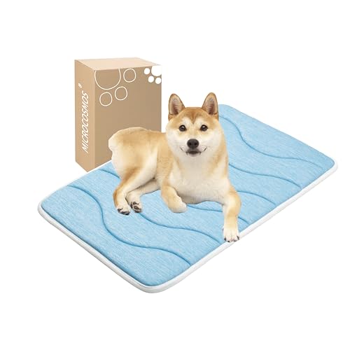 MICROCOSMOS 0.8" Thick Cooling Dog Foam Pad & Summer Pet Sleeping Mat, Machine Washable, Materials Safe, Portable Flat Pet Bed for Dogs.(Sky Blue, 30" x 19") - color: Sky Blue, size: 30"L x 19"W x 0.8"Th