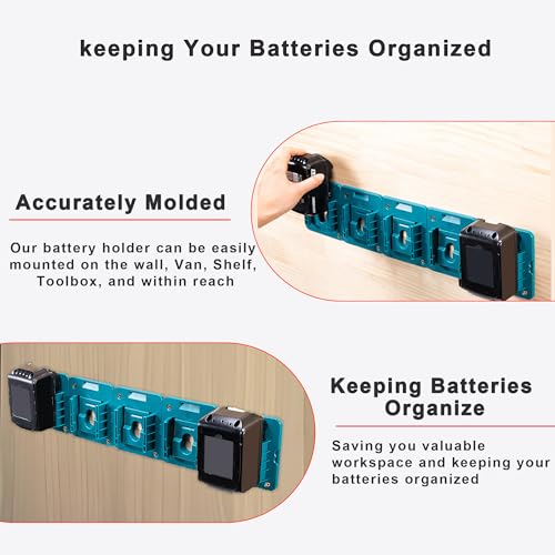 (5 Pack) Battery Holder Fit for Makita 18V Battery, Wall Mount Batteries Storage Organizer for Work Van, Shelf, Toolbox for BL1860 for BL1850 for BL1840 BL1830 BL1860 BL1850 BL1840