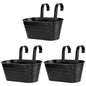 10.6 Inch 3 Pack Long Slot Wrought Iron Hanging Flower Pots Small Metal Hanging Flower Basket with Removable Hooks and Drainage Holes Suitable for Porch Railing Balcony Fence Garden (HS)